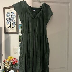 Flutter army green dress